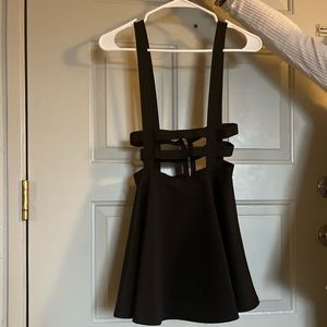 Suspender Zip Up Knee Length Skater Skirt